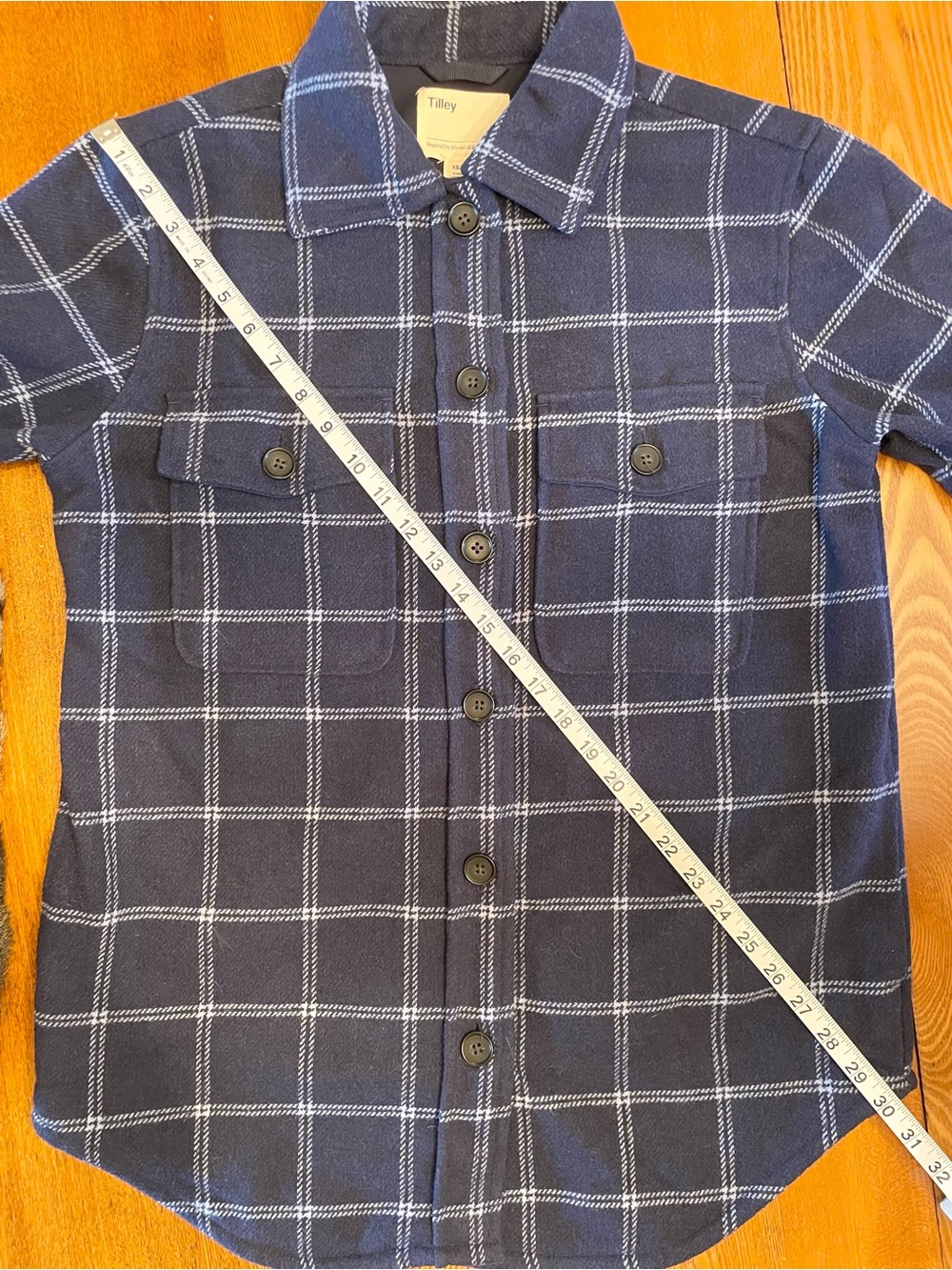 Tiley Navy Blue Windowpane Button-Up Shacket - Picture 4 of 5